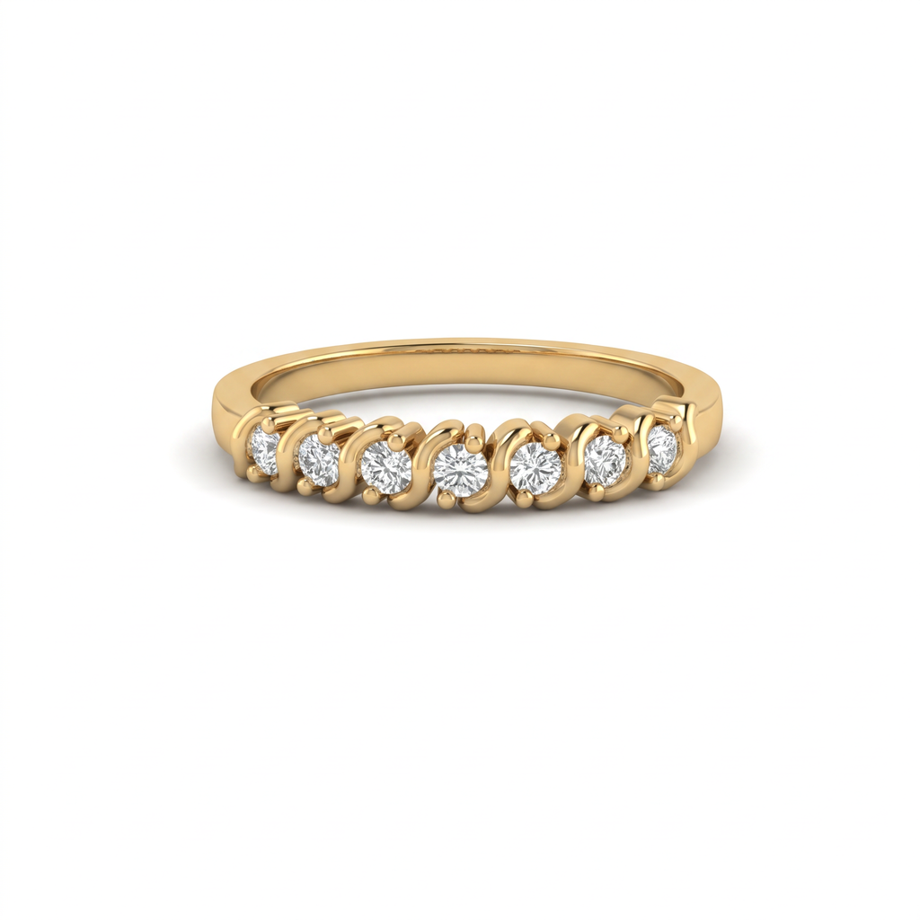 Seven-Stone S-Link Wedding Band with seven round Lab-Grown Diamonds in 14K yellow gold