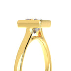 Bezel set princess cut diamond engagement ring profile view