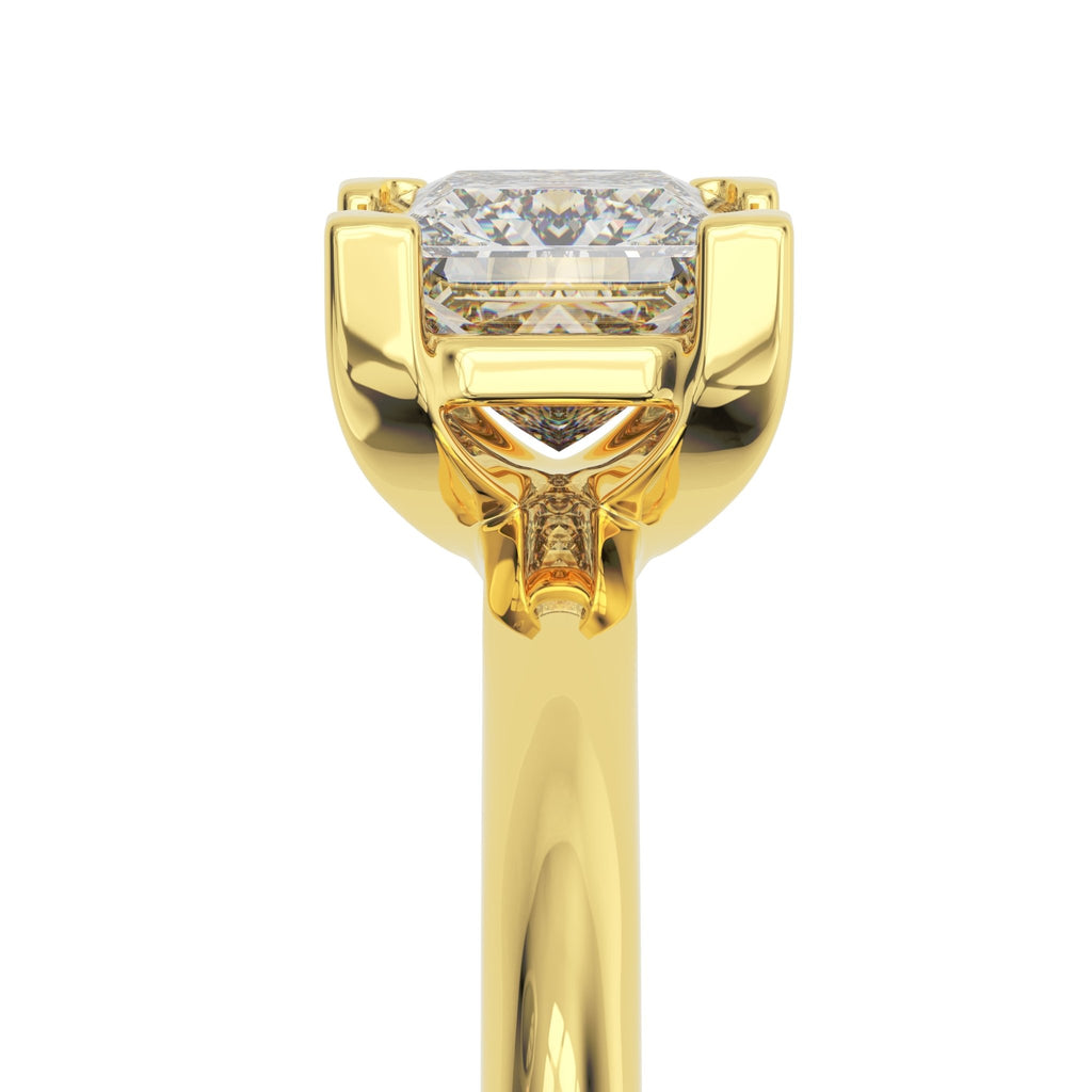 Side view of 1ct princess diamond solitaire engagement ring