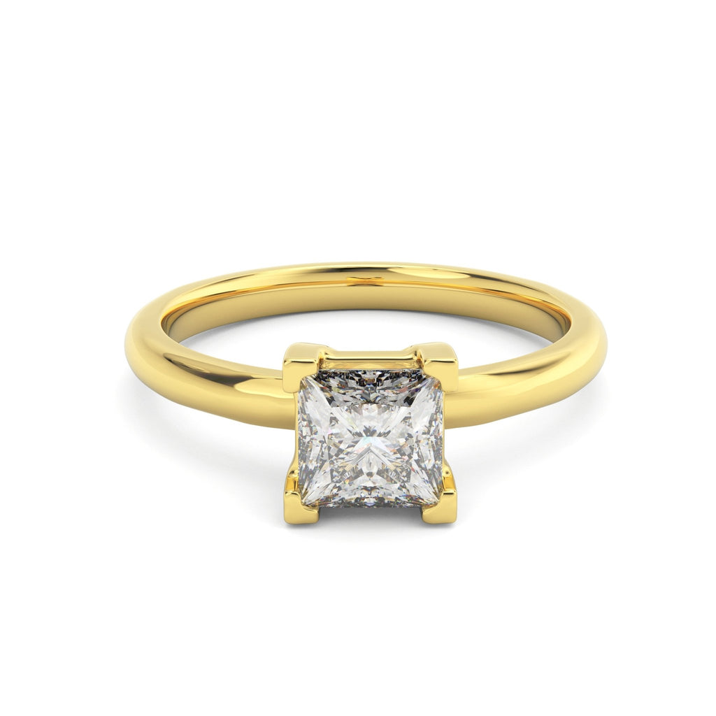 1ct princess cut solitaire engagement ring in 14k yellow gold
