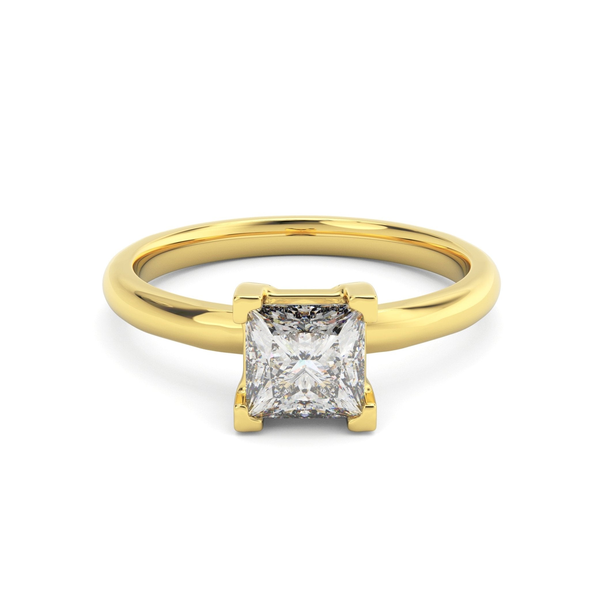 1ct princess cut solitaire engagement ring in 14k yellow gold