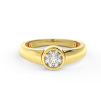 0.50ct round lab-grown diamond bezel ring in 14K yellow gold – front view