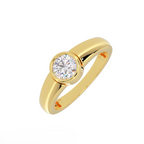 bezel set diamond ring showing low profile – angled view