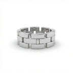 Stratum Link Band in solid white gold featuring interlocking rectangular links with a polished architectural finish