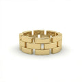 Stratum Link Band in solid yellow gold with layered interlocking link design and high polish finish