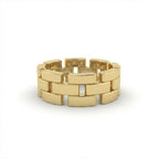 Stratum Link Band in solid yellow gold with layered interlocking link design and high polish finish