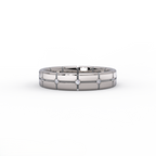 Stratus Grid Diamond Band in 14K white gold - front view showing bright white gold grid pattern with brilliant diamond accents.