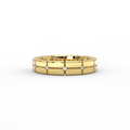 Stratus Grid Diamond Band in 14K yellow gold - angle view showing depth of carved grid pattern and diamond placement.