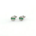 Tauren emerald line stud earrings in 14k white gold with clean horizontal emerald line and modern minimal design