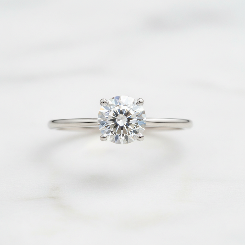 Thin Band Solitaire Engagement Ring