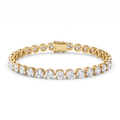 Three-prong tennis bracelet in 14K yellow gold with round Lab-Grown Diamonds and box clasp