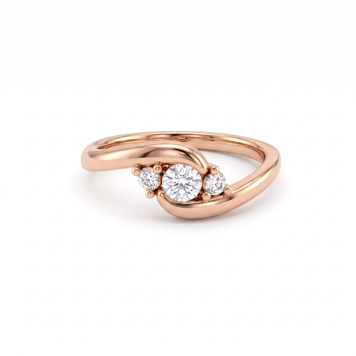Three-stone Lab-Grown Diamond bypass ring, 0.25ctw, in 14K rose gold