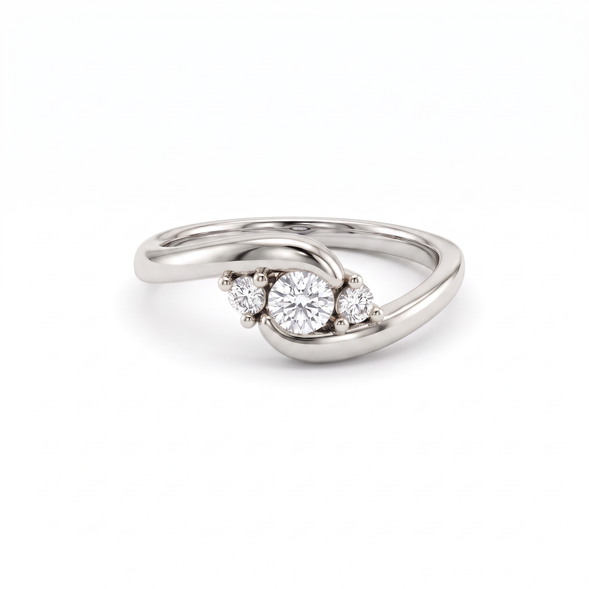 Three-stone Lab-Grown Diamond bypass ring, 0.25ctw, in 14K white gold