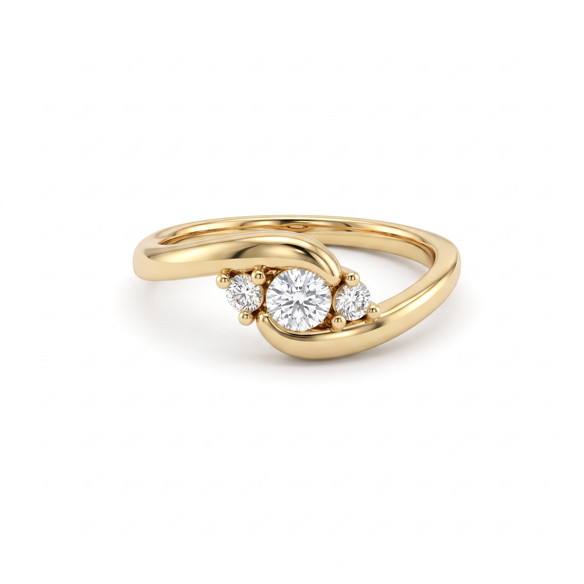 Three-stone Lab-Grown Diamond bypass ring, 0.25ctw, in 14K yellow gold