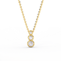 Tria Bezel Diamond Necklace in 14K yellow gold with three round bezel set diamonds
