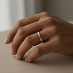 classic 4mm dome wedding band on finger