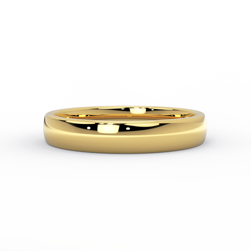4mm dome gold wedding band in solid 14K yellow gold – front view