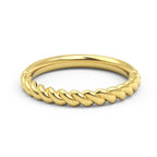 3mm Twisted Rope Band in 14K Yellow Gold on wooden surface