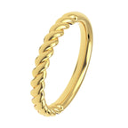 3mm Twisted Rope Band in 14K Yellow Gold on wooden surface