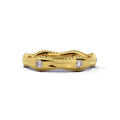 Twisted rope diamond wave band in solid 14K yellow gold, front view