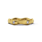 Twisted rope diamond wave band in solid 14K yellow gold, front view