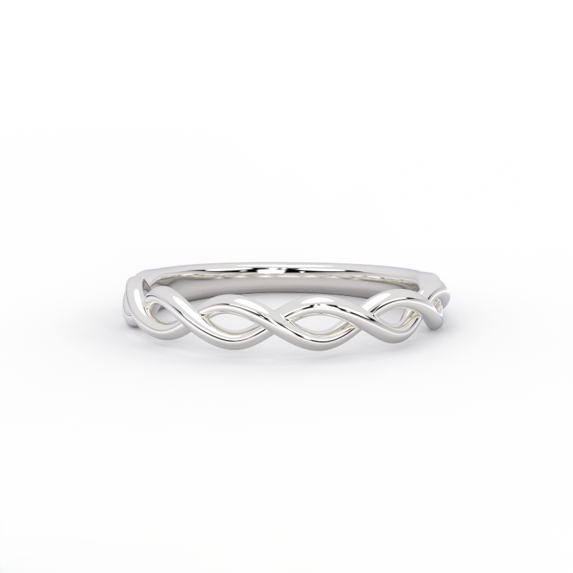 twisted rope ring in 14k white gold front view
