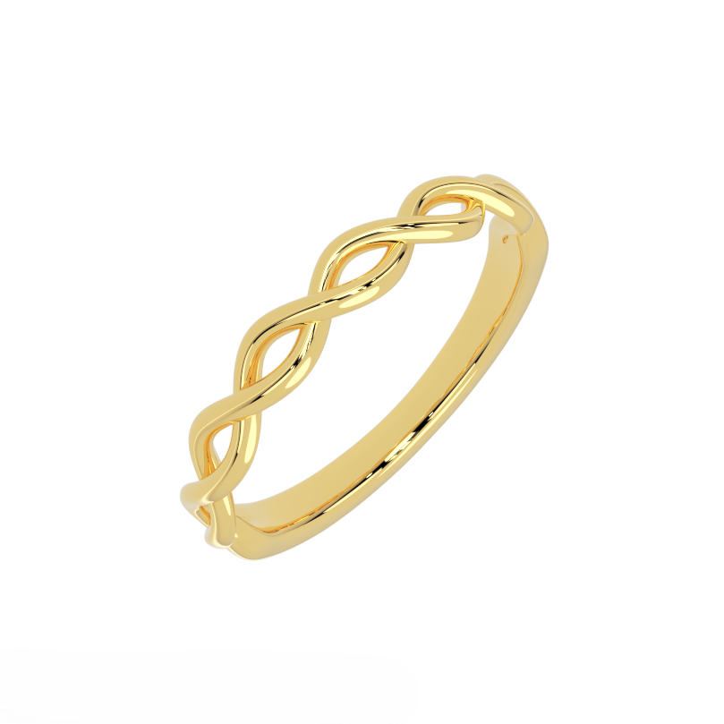 twisted rope ring in 14k yellow gold angled view

