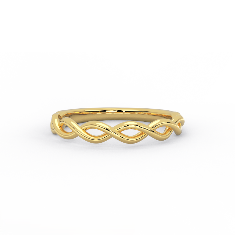 twisted rope ring in 14k yellow gold front view
