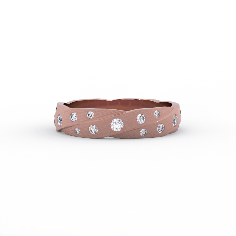 Rose gold twisted diamond band with satin finish
