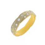 Twisted satin finish diamond band in solid 14K yellow gold
