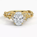 Twisted vine oval diamond engagement ring in 14k yellow gold front view