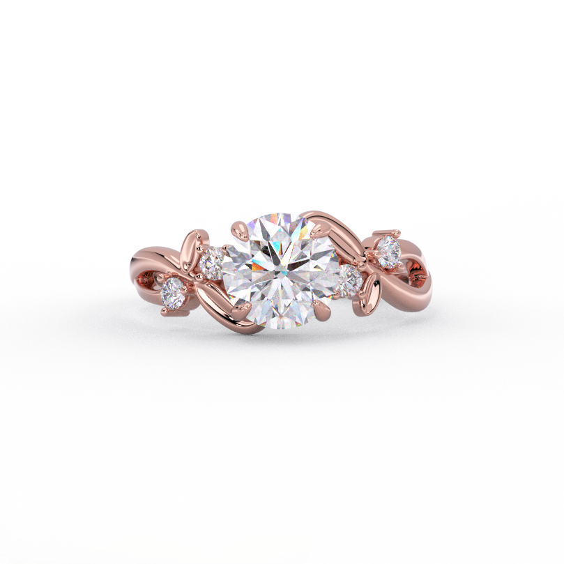 Twisted vine engagement ring in 14K rose gold