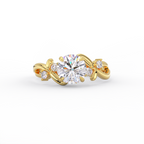 Round diamond engagement ring with twisted vine band