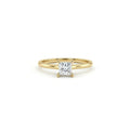Ultra thin princess cut solitaire engagement ring in solid 14k yellow gold