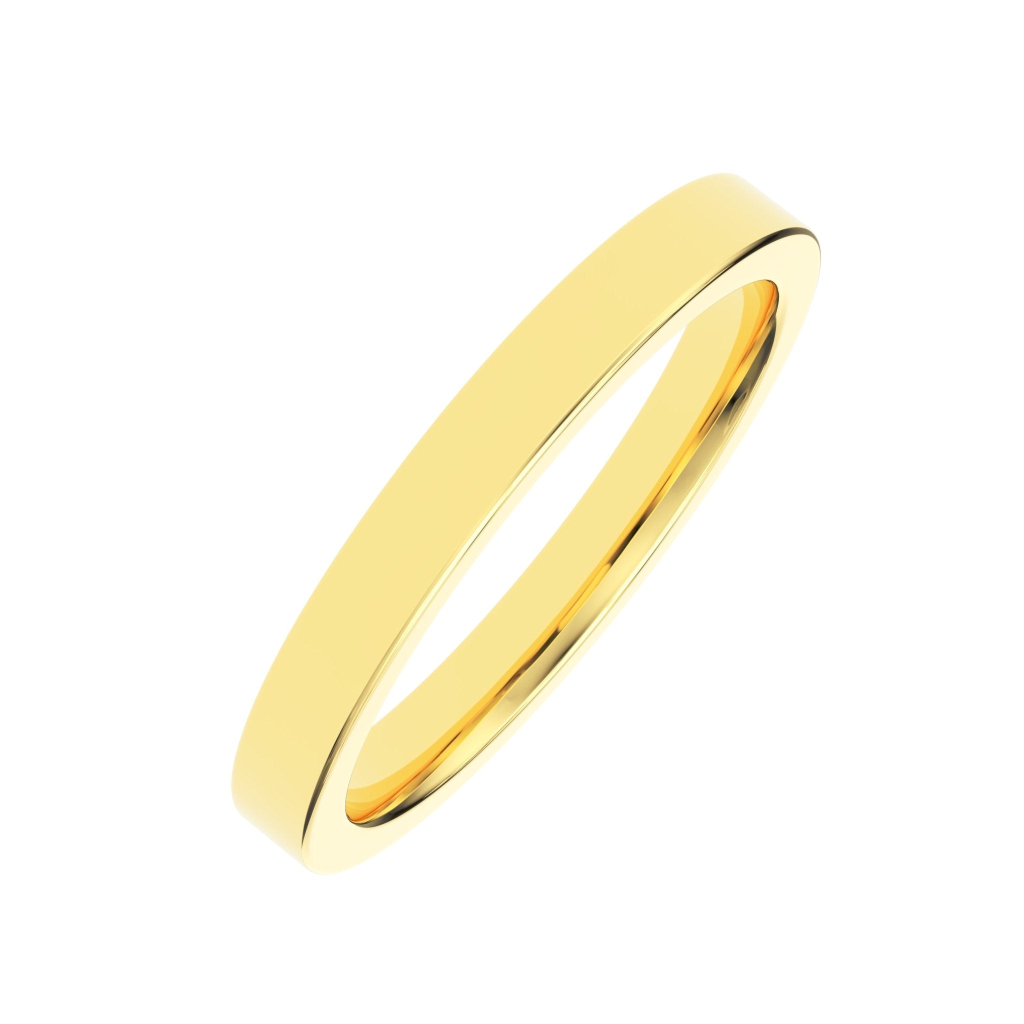 Union Street flat wedding band in solid 14K yellow gold with smooth edges