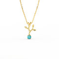 Verdant branch aquamarine pendant in 14K yellow gold - nature-inspired tree branch design with March birthstone