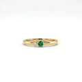 Diamond and emerald duo ring in solid 14k yellow gold front view