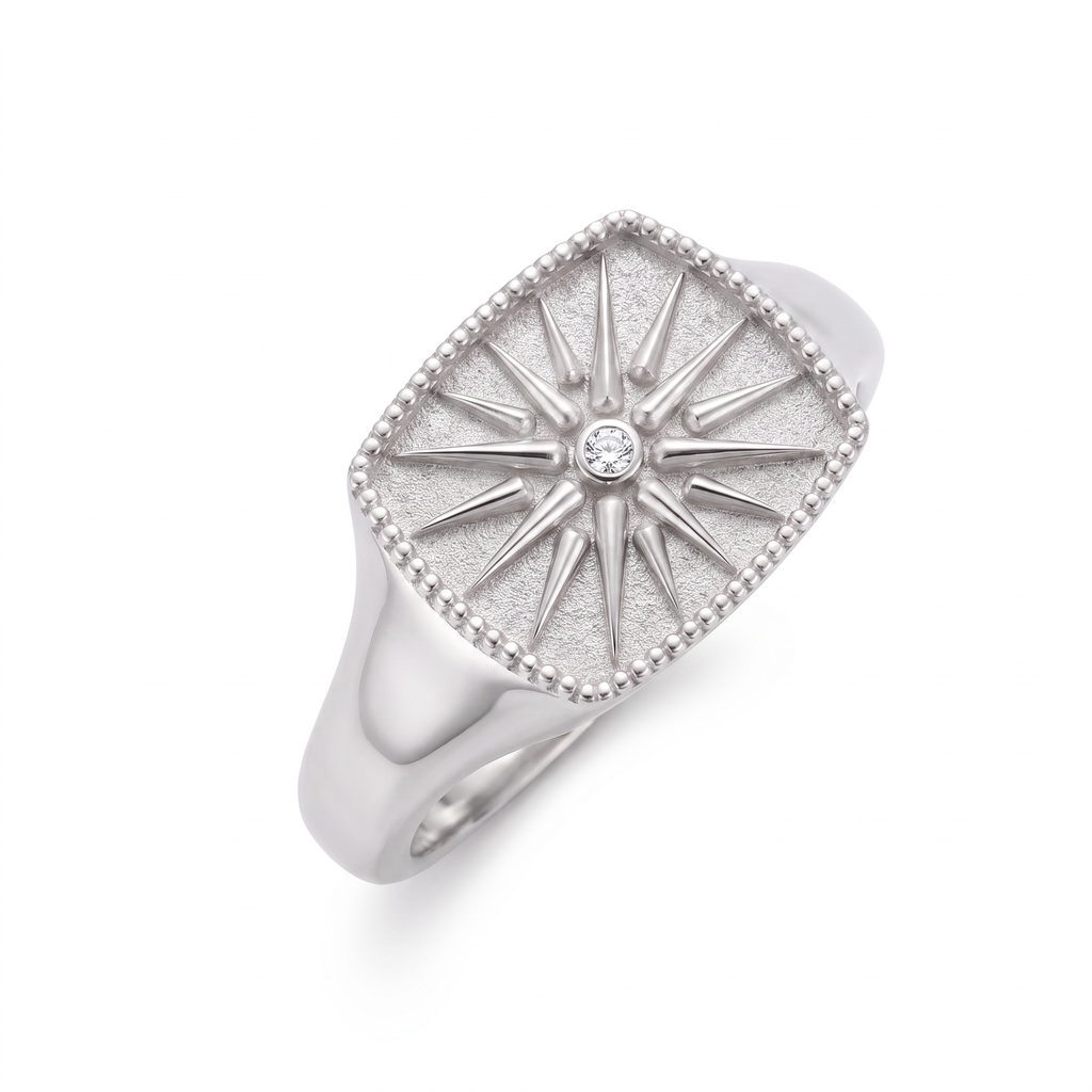 Vergina Sun Signet Ring | Greek 14K Gold Signet – Black Pearl of Queens