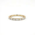 Virel Baguette Cut Diamond Band in 14K yellow gold, front view showing 7 bar-set baguette lab diamonds in 3/4 setting on 1.8mm slim band