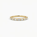 Virel Baguette Diamond Half Eternity Band in 14K yellow gold, front view showing horizontal bar-set baguette lab diamonds across top half of slim band