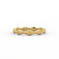 Wave rope wedding band in solid 14K yellow gold with organic wave profile