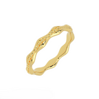 Twisted rope wave wedding band in 14K yellow gold side view