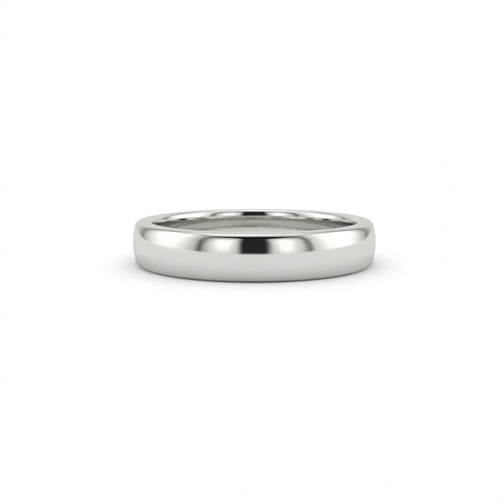 4mm Triborough dome wedding band in solid 14K white gold