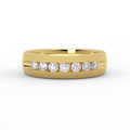 6mm channel set diamond wedding band in solid 14K yellow gold – front view