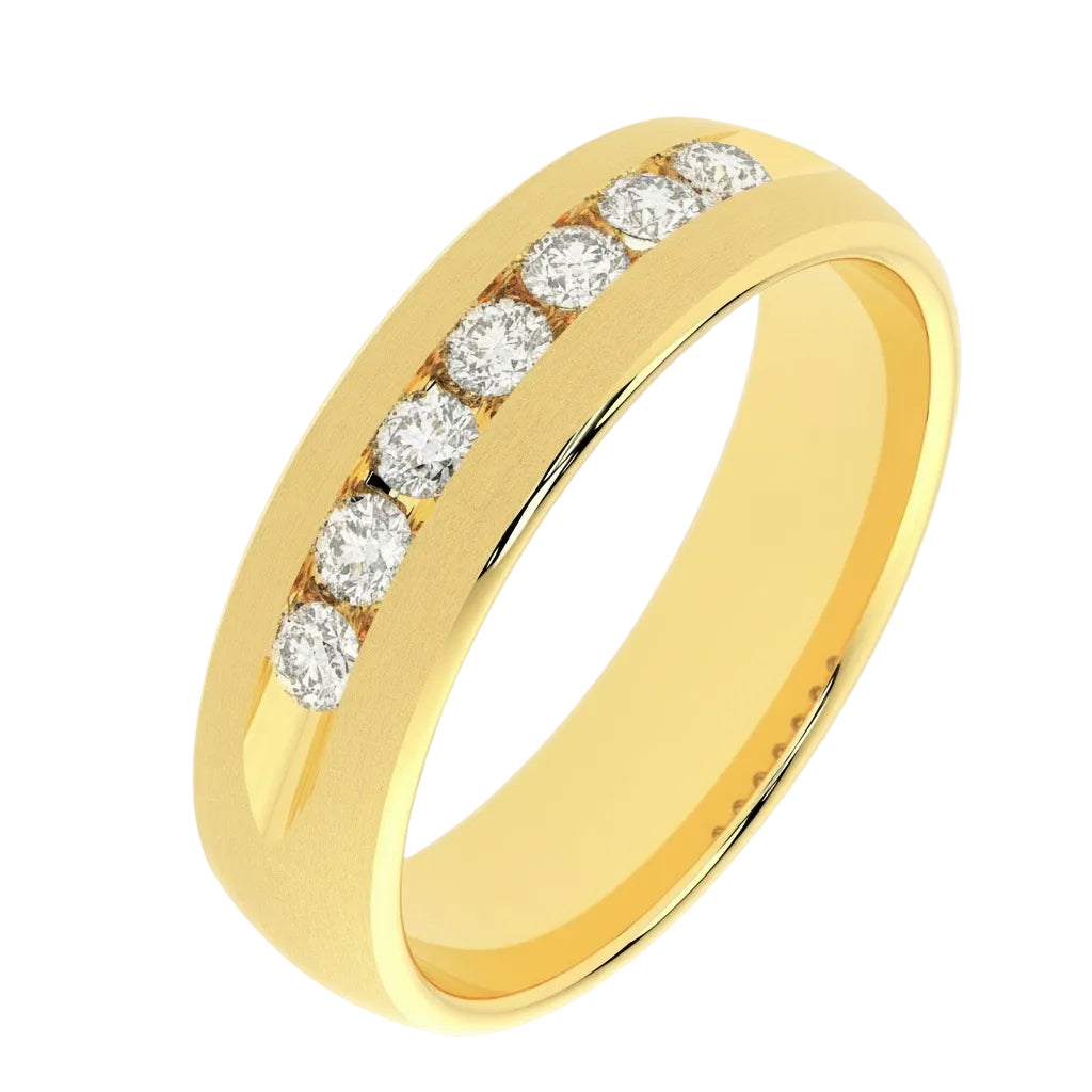 Whitestone Channel Set 14K gold men’s diamond ring with seven round stones