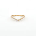 Wishbone pavé diamond wedding band in 14K yellow gold, front view showing the sharp V shape — Black Pearl of Queens