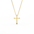 Guardian cross pendant in yellow 14K gold with tapered beam design, handcrafted in NYC