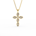 14K yellow gold marquise diamond cross pendant necklace